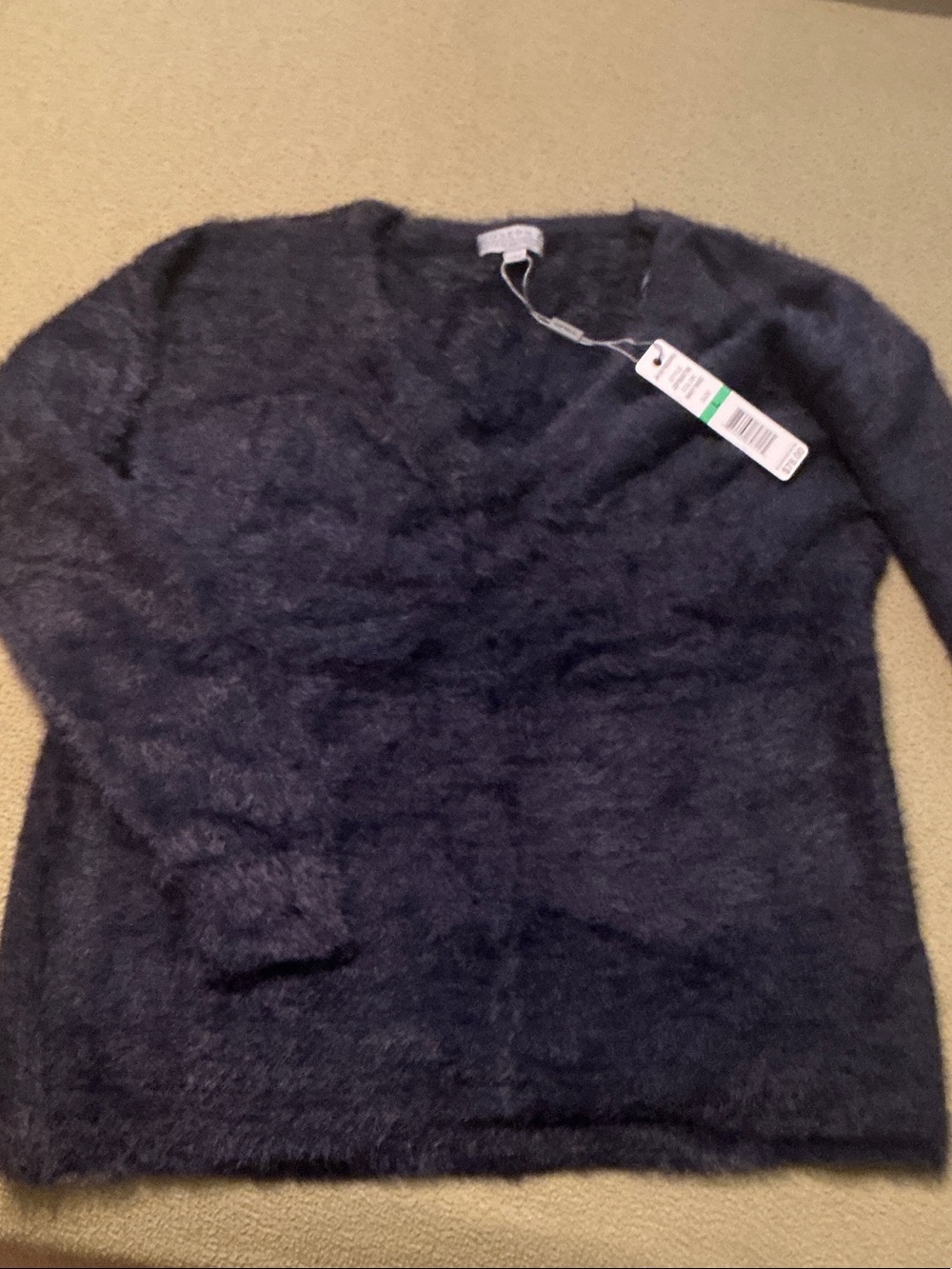 Joseph A Navy Fuzzy V-Neck Sweater